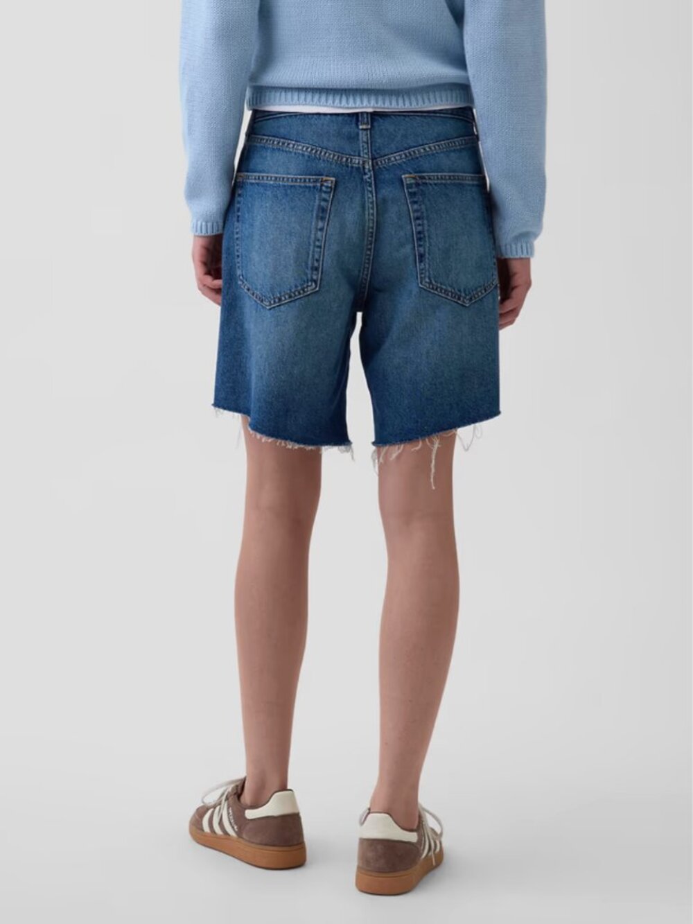 8" Mid Rise Loose Denim Bermuda Shorts - Picture 6 of 7